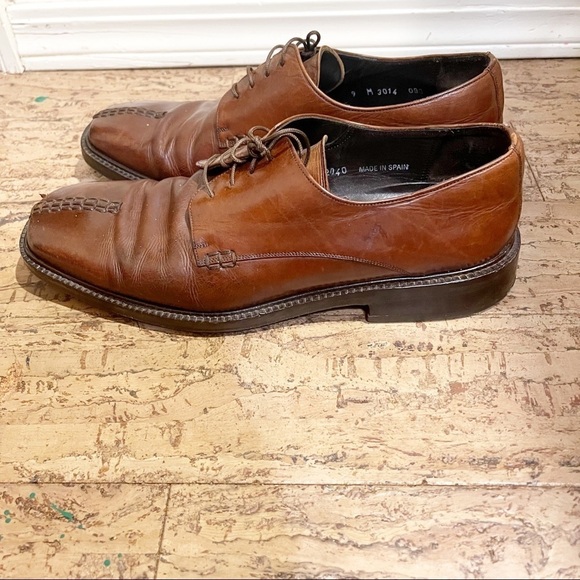 Mezlan Brown Leather Split Toe‎ Oxford Spain 9 M - Picture 5 of 9